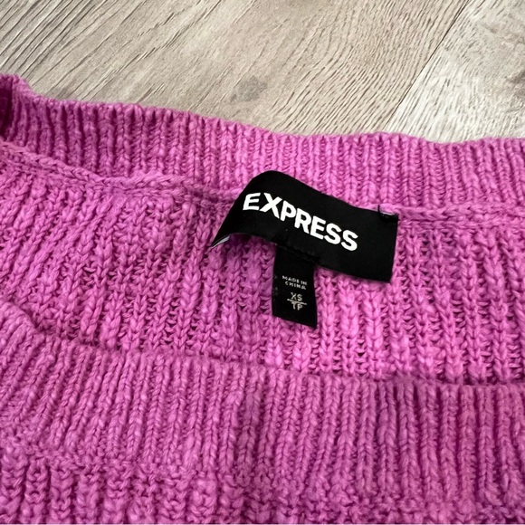 Express Cotton Pink Sweater with Crisscross High Low Hem - Picture 3 of 4